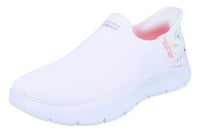 Skechers Slip Ins Go Walk Flex - Sunset Rose Womens Trainers 124822 Shoes  WHT