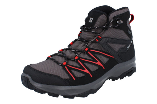 Salomon Daintree Mid Gtx Mens Walking Boots 475366 Hiking  475366 - Magnet Black High Risk Red 475366 - Photo 0