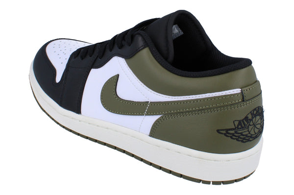 Nike Air Jordan 1 Low Mens Trainers 553558  092 - Black White Medium Olive 092 - Photo 0