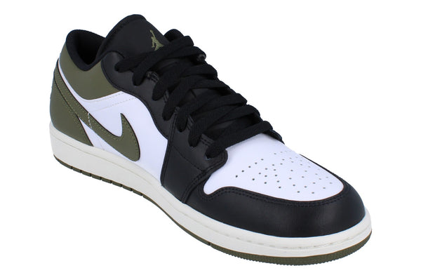 Nike Air Jordan 1 Low Mens Trainers 553558  092 - Black White Medium Olive 092 - Photo 0