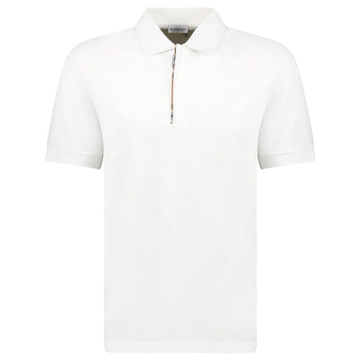 Burberry Mens Hartford Zip Polo Shirt - White