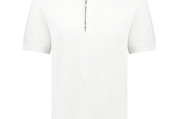 Burberry Mens Hartford Zip Polo Shirt - White