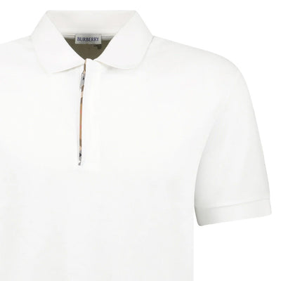 Burberry Mens Hartford Zip Polo Shirt - White