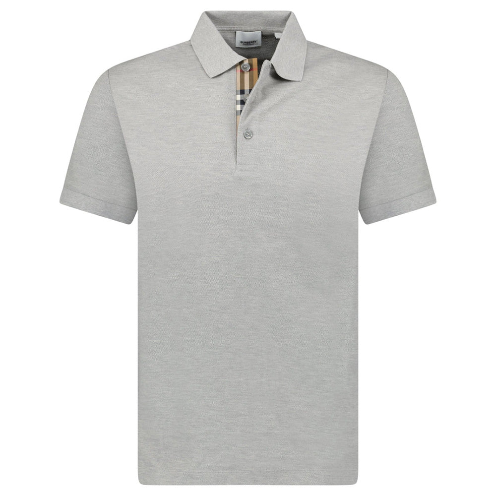 Burberry Mens Hartford Check Polo Shirt - Pale Grey Melange