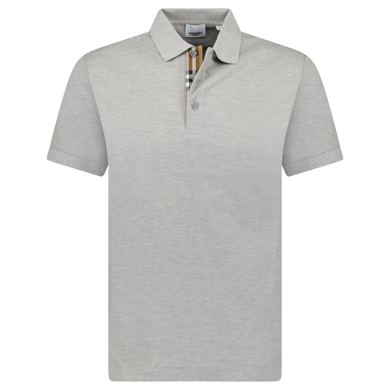 Burberry Mens Hartford Check Polo Shirt - Pale Grey Melange