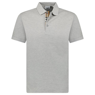 Burberry Mens Hartford Check Polo Shirt - Pale Grey Melange