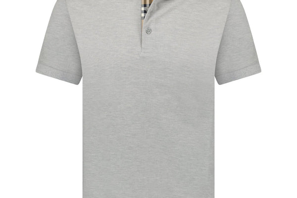 Burberry Mens Hartford Check Polo Shirt - Pale Grey Melange
