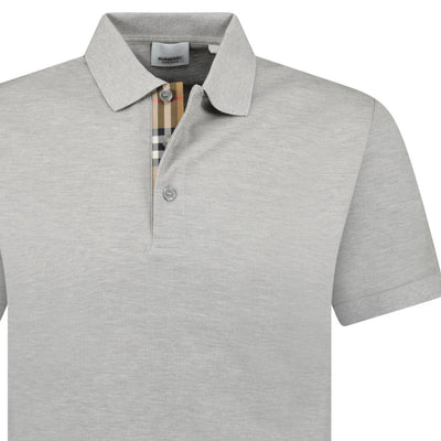 Burberry Mens Hartford Check Polo Shirt - Pale Grey Melange