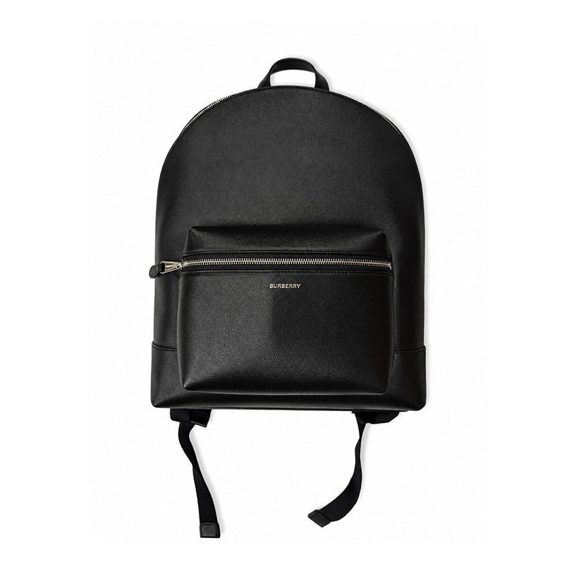 Burberry Jeff Mens Leather Backpack -  Black Grain