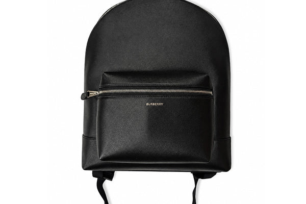Burberry Jeff Mens Leather Backpack -  Black Grain