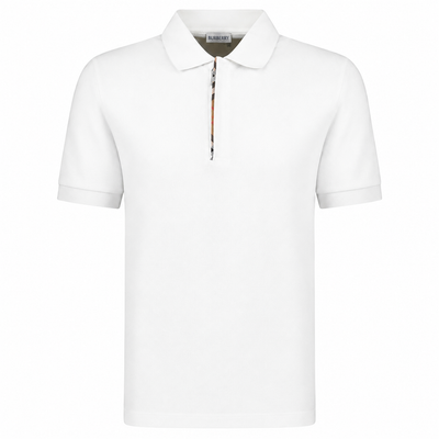 Burberry Mens Hartford Zip Polo Shirt - White