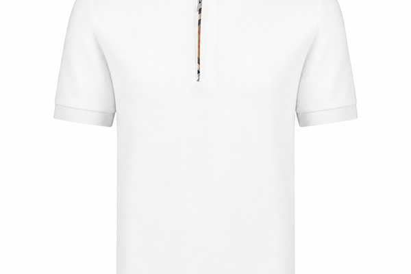 Burberry Mens Hartford Zip Polo Shirt - White