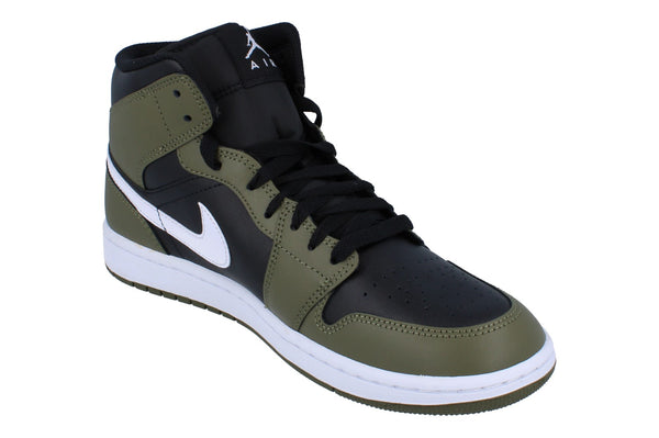 Nike Air Jordan 1 Mid Mens Trainers Dq8426  092 - Black White Medium Olive Sail 092 - Photo 0