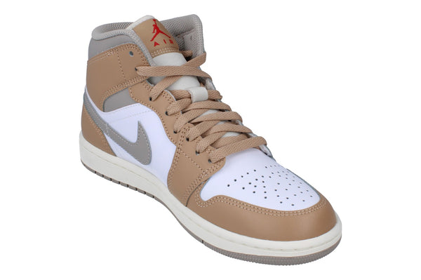 Nike Air Jordan 1 Mid Mens Trainers Dq8426 200 - Hemp Fire Red White 200 - Photo 0