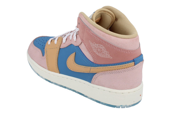 Nike Air Jordan 1 Mid Ss GS Trainers Fn7452  400 - Aegan Storm Hemp Pink Oxford 400 - Photo 0