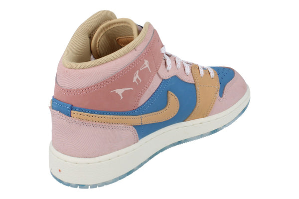 Nike Air Jordan 1 Mid Ss GS Trainers Fn7452  400 - Aegan Storm Hemp Pink Oxford 400 - Photo 0