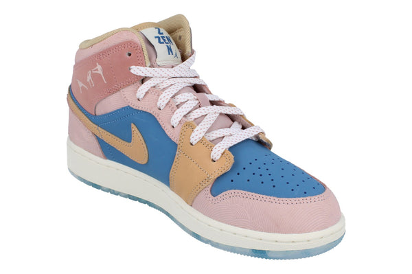 Nike Air Jordan 1 Mid Ss GS Trainers Fn7452  400 - Aegan Storm Hemp Pink Oxford 400 - Photo 0