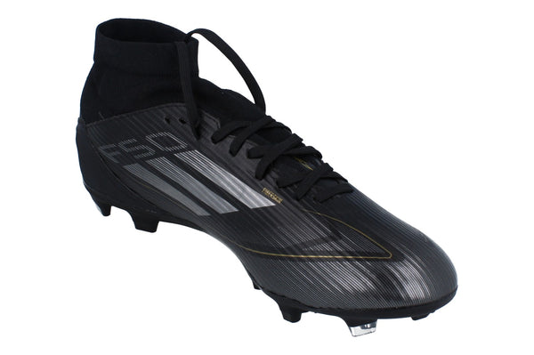 Adidas F50 League Mid Fg/Mg Mens Football Boots JI0419 - Core Black Iron Metalic Gold - Photo 0