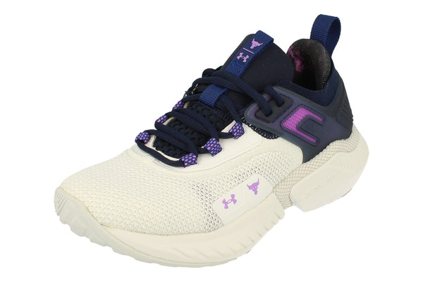 Under Armour Womens Project Rock 5 Disrupt Trainers 3026207  102 - White Navy 102 - Photo 0