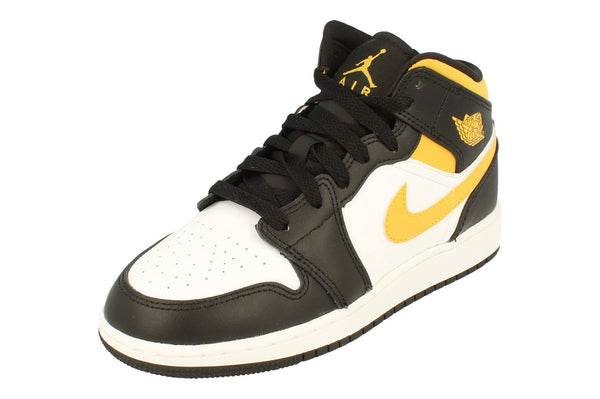 Nike Air Jordan 1 Mid GS Trainers 554725  554725 - White Pollen Black 177 - Photo 0