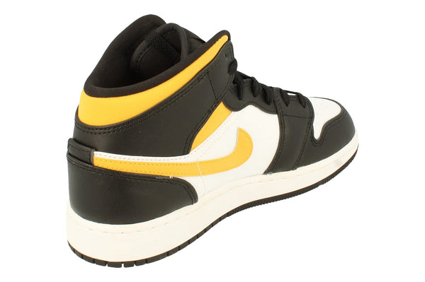 Nike Air Jordan 1 Mid GS Trainers 554725  554725 - White Pollen Black 177 - Photo 0
