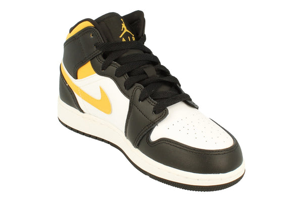 Nike Air Jordan 1 Mid GS Trainers 554725  554725 - White Pollen Black 177 - Photo 0