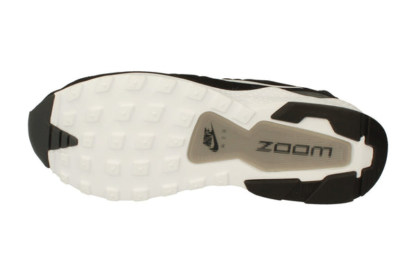 Nike Air Zoom Pegasus 92  Mens edition in Black and White. Picture taken from front, left angle. Shows Nike's zoom units across the toes.