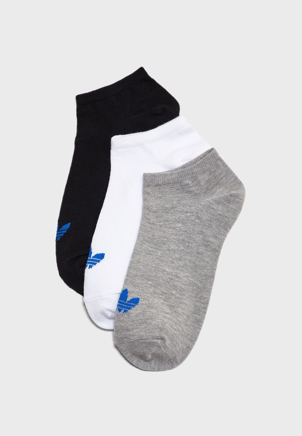 Adidas No Show Unisex Socks - 3 Pack - Grey/Black/White