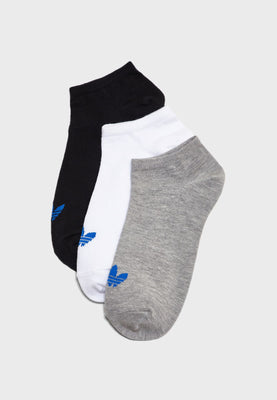 Adidas No Show Unisex Socks - 3 Pack - Grey/Black/White