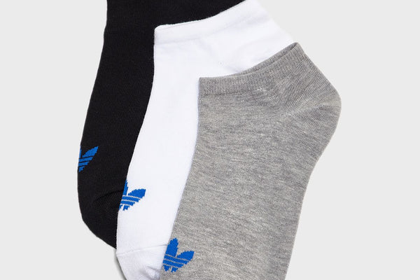 Adidas No Show Unisex Socks - 3 Pack - Grey/Black/White