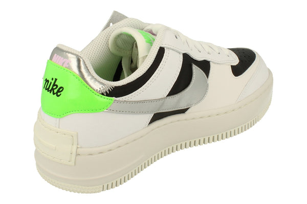 Nike Womens Air Force 1 Shadow Trainers Dn8006  100 - White Metallic Silver 100 - Photo 0