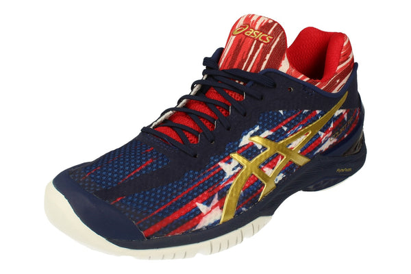 Asics Court Ff L.E. Nyc Mens Tennis Shoes E714N Sneakers Trainers  4994 - Indigo Blue Rich Gold Red 4994 - Photo 0