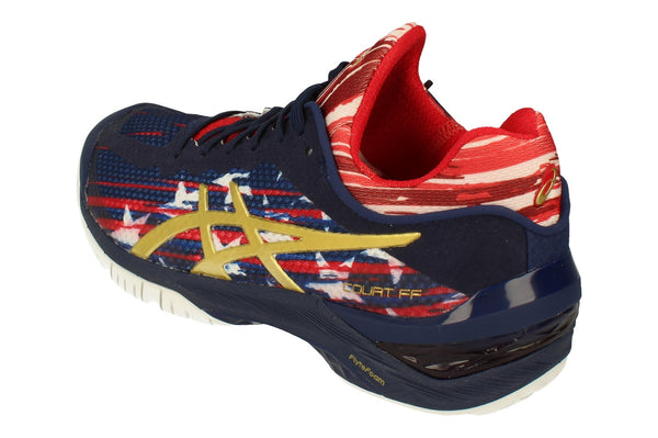 Asics Court Ff L.E. Nyc Mens Tennis Shoes E714N Sneakers Trainers  4994 - Indigo Blue Rich Gold Red 4994 - Photo 0